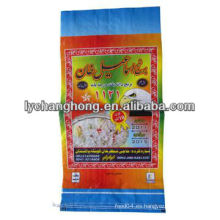 La mejor calidad de color blanco pp tejido bolsa de arroz con impresión laminada